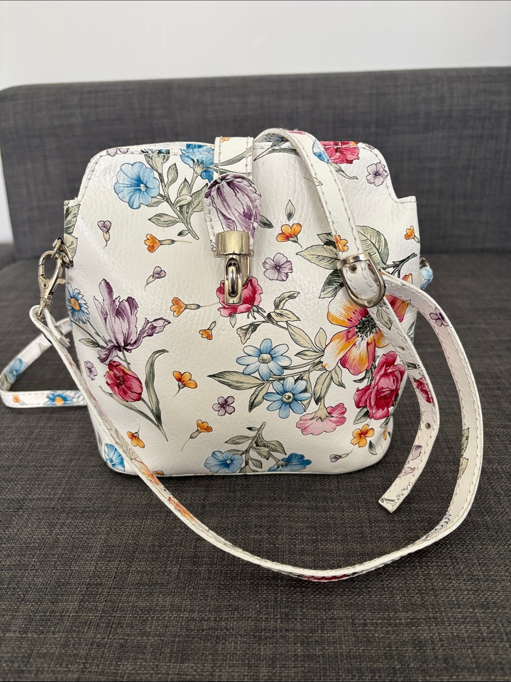 Floral White Crossbody Bag - Women's Shoulder Purse